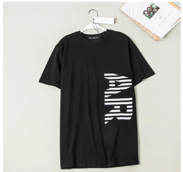 American K-line men's summer new arrival large letter print loose straight round neck short-sleeved T-shirt sports casual top