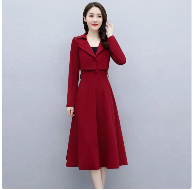 Red dress female 2024 spring and autumn new style temperament high-end happy mother-in-law wedding dress mother bottoming skirt