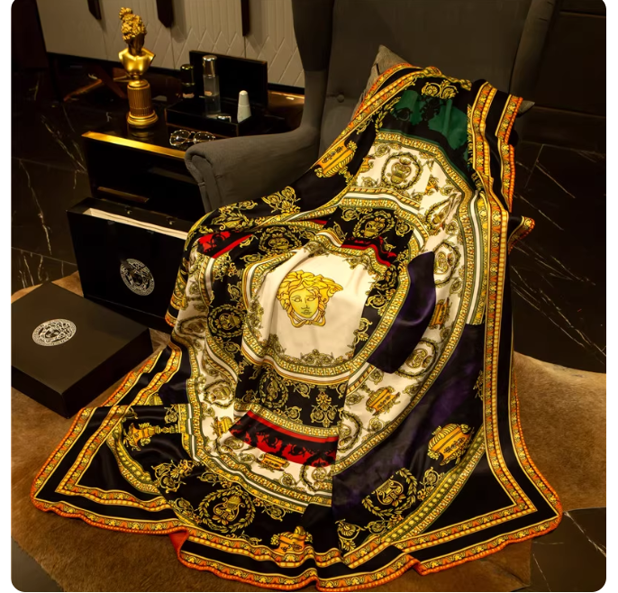 European and American high-end brocade fox fur blanket villa sofa decoration leisure blanket office nap car travel airplane cover blanket