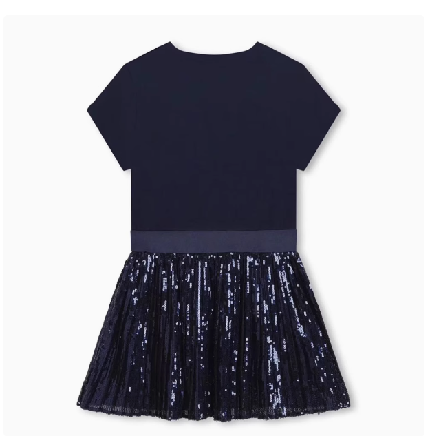 [Youyouyoushan] Girls 2025 summer new white Tibetan blue sequined short-sleeved dress