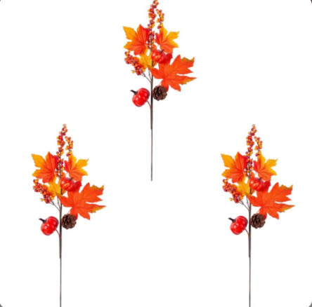Artificial Maple Leaf Branches Fall Picks With Pumpkin Berries Pine Cones Autumn Floral Branch for Thanksgiving Harvest Wreath