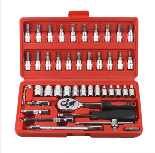 Multi-functional 46 Pcs Car Repair Tool Kit Set Wrench Kit Mechanical Repair Tools Set Socket Wrench Set Screwdriver Auto Tools