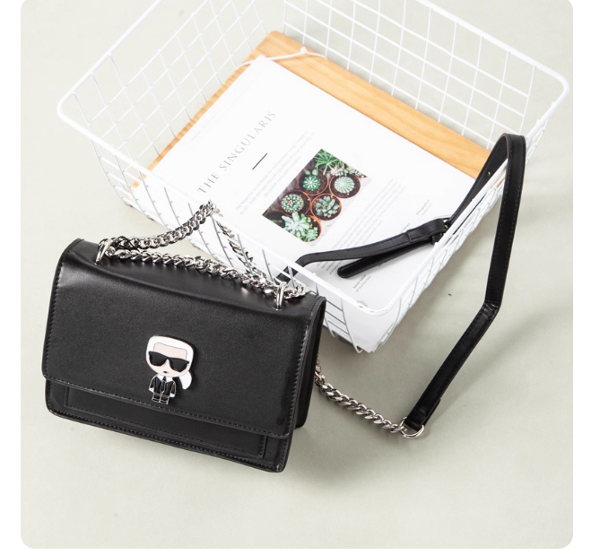 New American K-line women's light luxury fashion temperament cartoon chain shoulder bag PU leather texture messenger bag trend