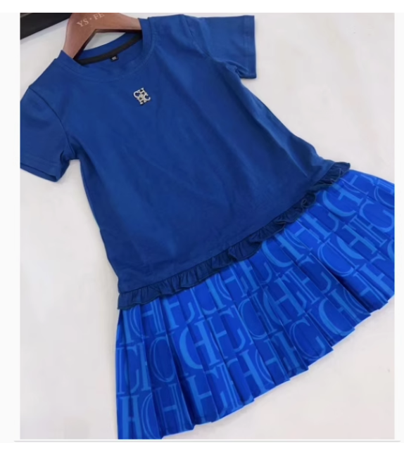 2023 summer new children's dress foreign trade high-end customization fashion simple temperament lady children's princess dress
