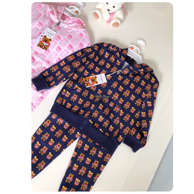 Playful Bear Casual Jacket and Sweatpants Set for Boys and Girls Aged 3-10 (Autumn New Style)
