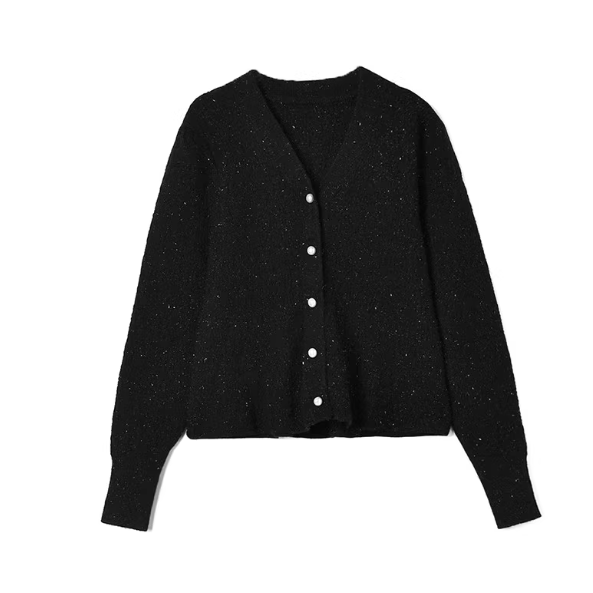9魅RU0H0026 Simple Style Cardigan Top, Slightly Elastic, Long-Sleeved Sweater for Women, Suitable for Wearing Outerwear, Winter 2025