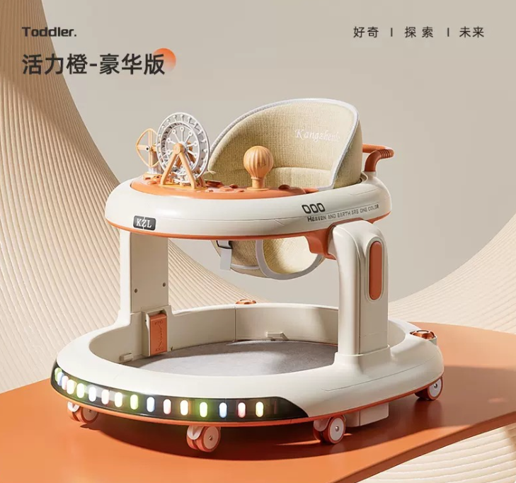 Baby walker, anti-O-leg multi-functional side-tipping stroller, can be sat on, push-pull walker for babies learning to walk.
