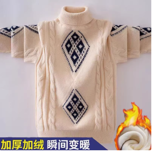 Children's turtleneck sweater boy's knitted sweater thick warm clothing medium and large children's clothing bottoming shirt autumn and winter new sweater