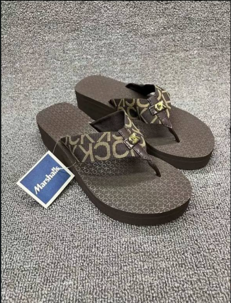 Genuine 23 summer new style ladies fashion casual flip flops thick bottom heightened beach sandals female ck