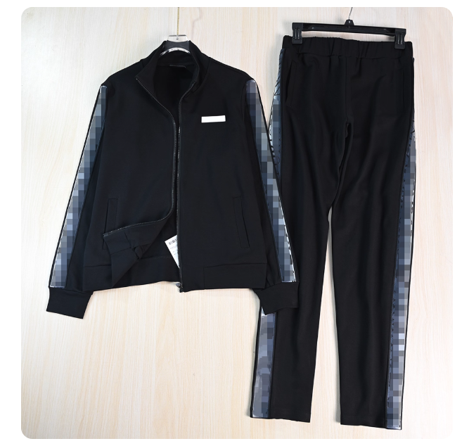 Siqi Women's Clothing 2510/20 Plain Knit Cotton Ribbon Letter Stand Collar Sweatshirt and Sweatpants Casual Sports Suit