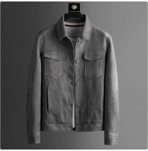 High-end texture, light luxury, high quality, comfortable elastic suede jacket, spring and autumn men's lapel casual jacket