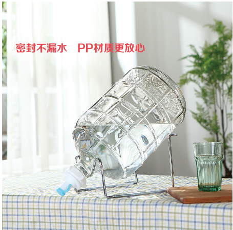 Creative small mouth wine bottle mineral water bucket self-made wine jar with faucet glass bucket large capacity sealed bottle