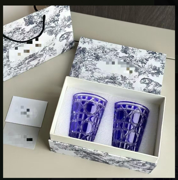 Dijia Lingge Glass Wine Glass Retro Rattan Plaid Light Luxury Premium Crystal Home Water Cup Whisky Coffee Cup