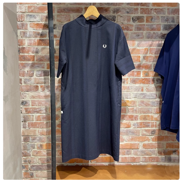 FP wheat ear 2025 summer new small label embroidered short-sleeved dress loose striped half-high collar temperament mid-length skirt for women