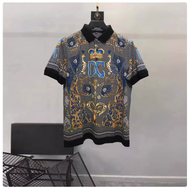 European and American summer short-sleeved Polo shirt for men with animal print pattern trendy brand half-sleeved lapel casual slim fit fashion