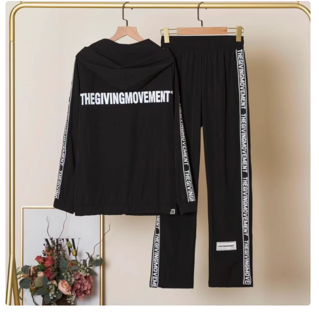 2024 new TGM hooded casual sports suit for women autumn fashion high-end wide-leg pants two-piece suit