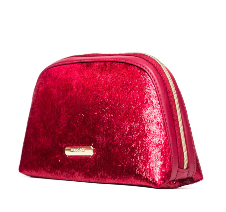 Customized cosmetic bag red polyester fiber cosmetic bag red shiny gift bag cosmetic bag production