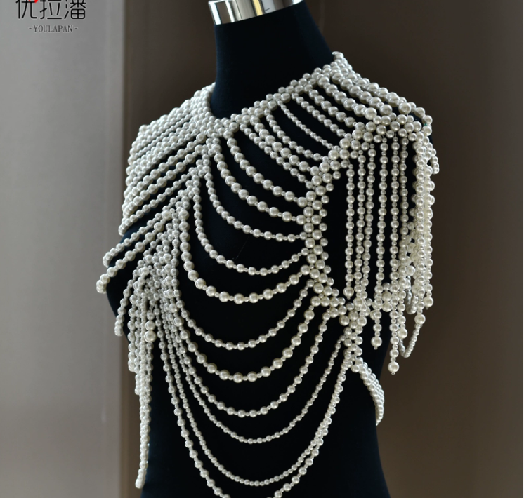 Yurapang VG107 is a popular European and American style pearl woven accessory, handmade beaded fashion and sexy clothing styling accessory.