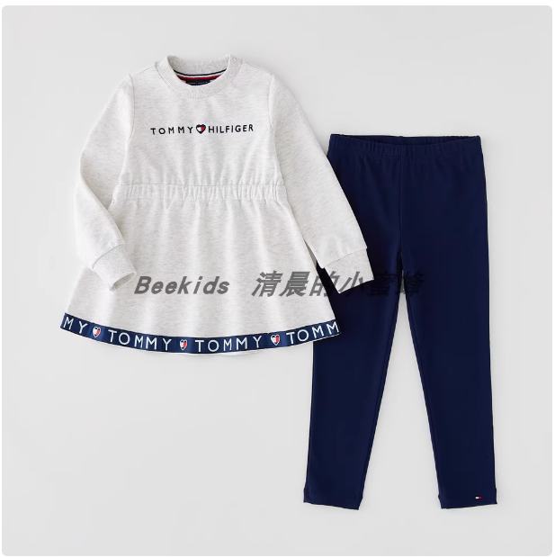 3-12 years old French style girl baby girl terry long-sleeved sweater dress small feet leggings 2-piece suit spring and autumn