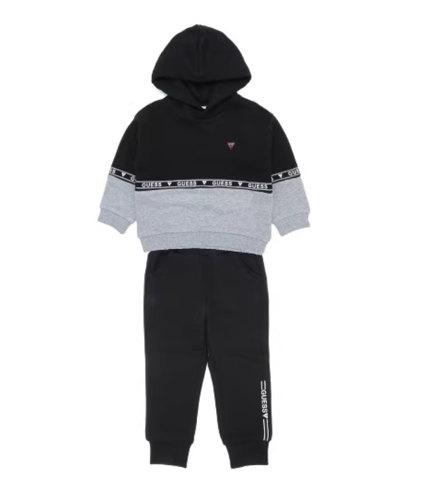 Flash sale Korean original single children's baby pure cotton knitted plush thick hoodie sweatshirt set 2 colors into small