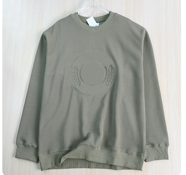 Men's Good Find 258/11 Piqué Cotton Hollow Embroidery Men's Crew Neck Pullover Casual Long-Sleeved Sweatshirt