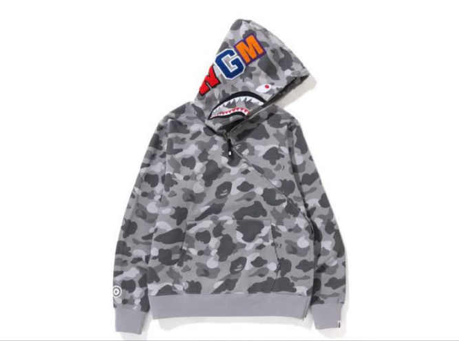 100% Cotton Original Edition Bathing Ape Shark Camo Zip Up Streetwear Outfit Hip Hop Sweatshirt Men Women Unisex BAPEES Hoodie