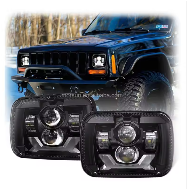 Rectangular 5x7 Led Headlights for Jeep Cherokee XJ Accessories Led Lights for Wrangler YJ Comanche MJ 79-88 J10 J20 Wagoneer SJ