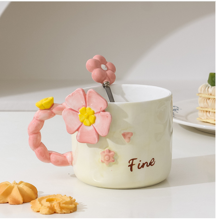 Korean ins high-value ceramic mug small fresh girlish heart female student home dormitory drinking water breakfast