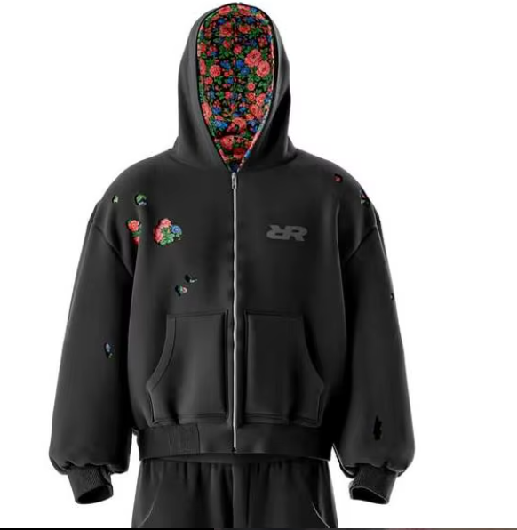Autumn Vintage Casual Style 100% Cotton Heavyweight Boxy Zip Hoodie Customizable with Patterns LOGO Knitted Fabric Hooded Collar