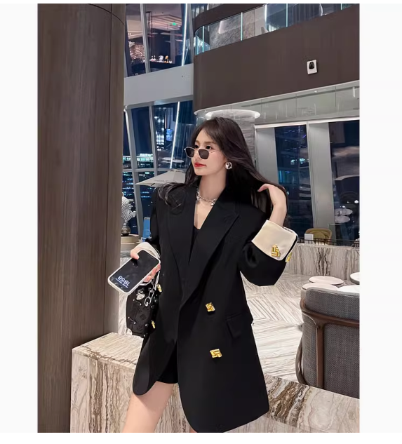 Black suit jacket for women 2024 spring and autumn high-end feeling this year popular loose temperament commuting casual suit tops