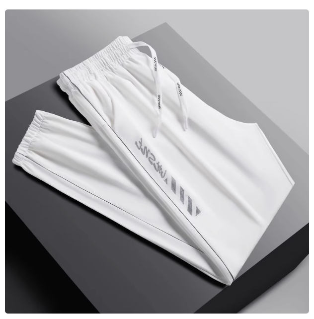Nano anti-fouling sunscreen ice silk pants summer thin men's and women's white sports pants quick-drying pants cuffed casual pants