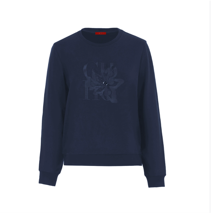 CHCH Trendy Women's Long-Sleeved Top with Letter Print, Slim Fit, Comfortable Casual Pullover Sweatshirt