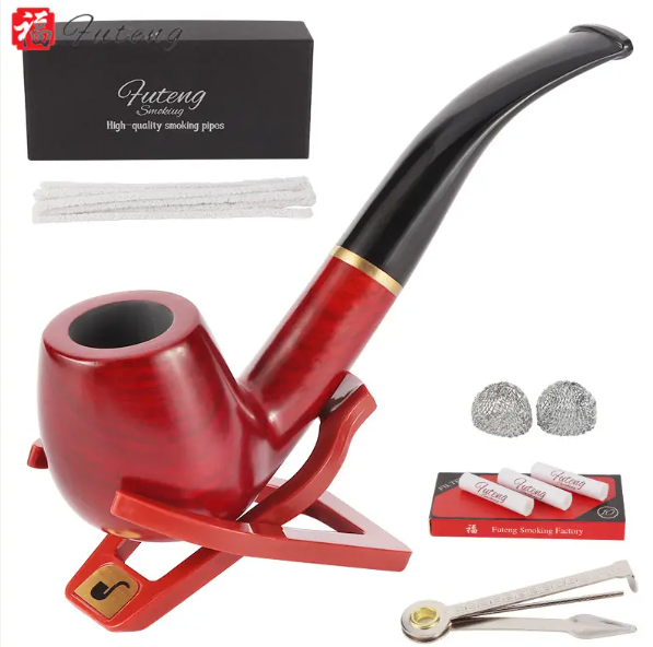 High Quality Hot Sale Red Sandalwood Smoking Pipe Gift Set Smoking Accessories Wooden Tobacco Pipes