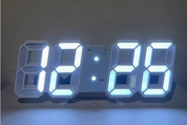 3D Stereo LED Large Digital Alarm Clock Luminous Silent Simple Electronic Clock Desktop Clock Wall-mounted Plug-in Clock