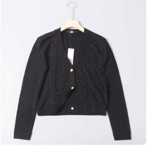 American-style K-style women's all-over letter knit cardigan