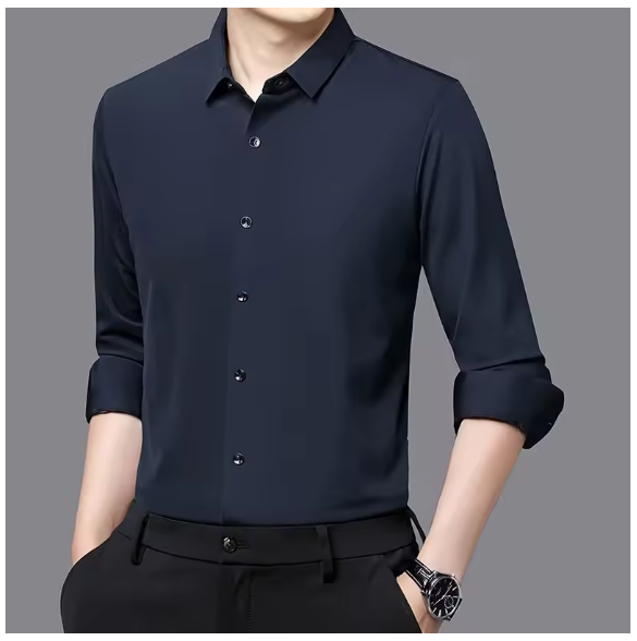 Premium Men's Ultra-Stretch Shirt - High-Quality Silky Business Formal Long-Sleeve Shirt for Social and Casual Wear
