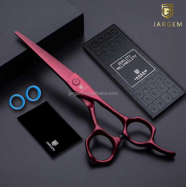 Japanese Style Scissors Professional Shears 6 Inch 440C Hairdressing Barber Hair Cutting Red Coating