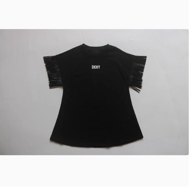 Girls Summer Cuff Tassel T-shirt Dress