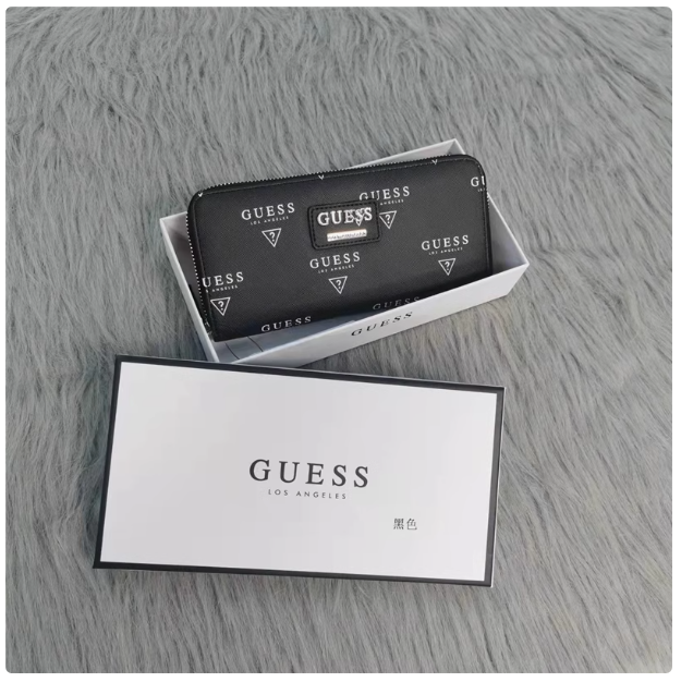 Foreign trade export zipper wallet guess ladies long coin purse cross pattern letter print banknote bag