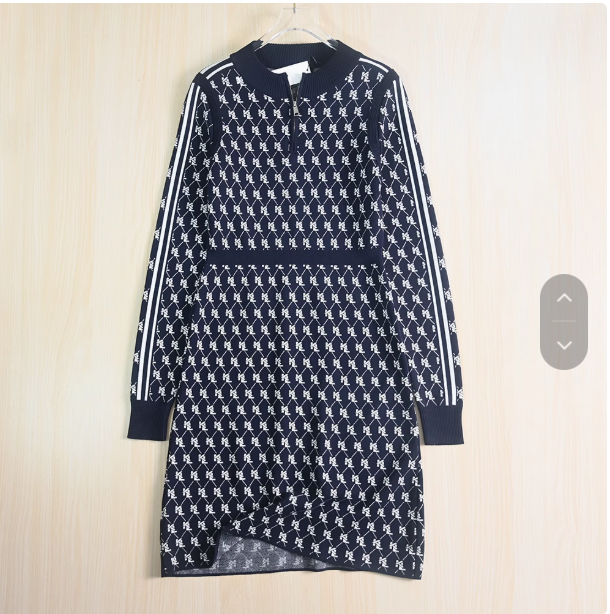 Siqi Women's Clothing 10/10 Temperament Full Letter Half Zipper Stand Collar Slim Fit Knitted Dress
