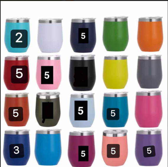 Custom Logo 12oz 304 Stainless Steel Insulated Powder Coated Sublimation Egg Shape Thermal Cup Coffee Mug Wine Tumbler with Lid