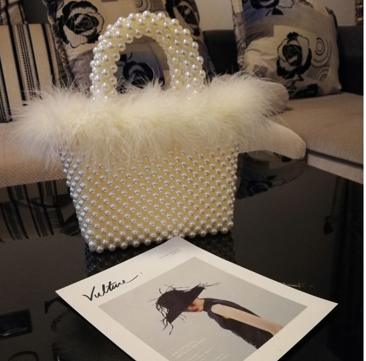 AliExpress Amazon Autumn/Winter New Arrival: Handmade Woven Fur Beaded Pearl Bag for Women (Shoulder/Handbag)