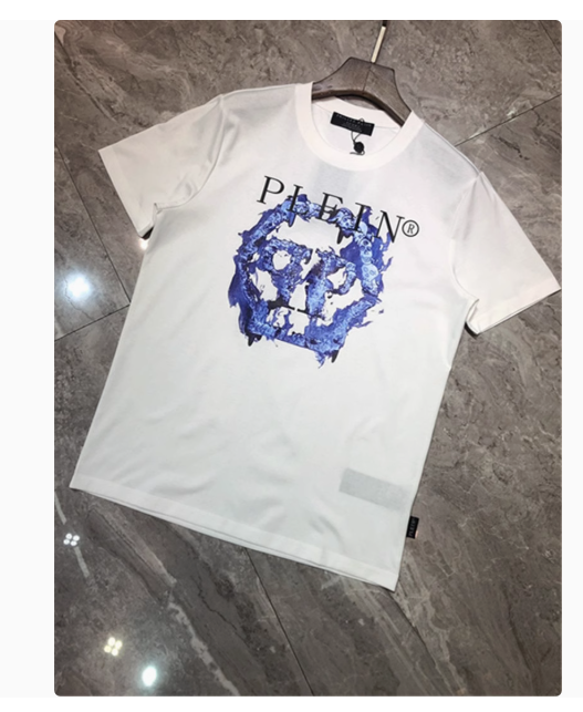 European station 24 spring and summer new men's fashion brand personalized letter printing Philip trendy fashion casual short-sleeved T-shirt