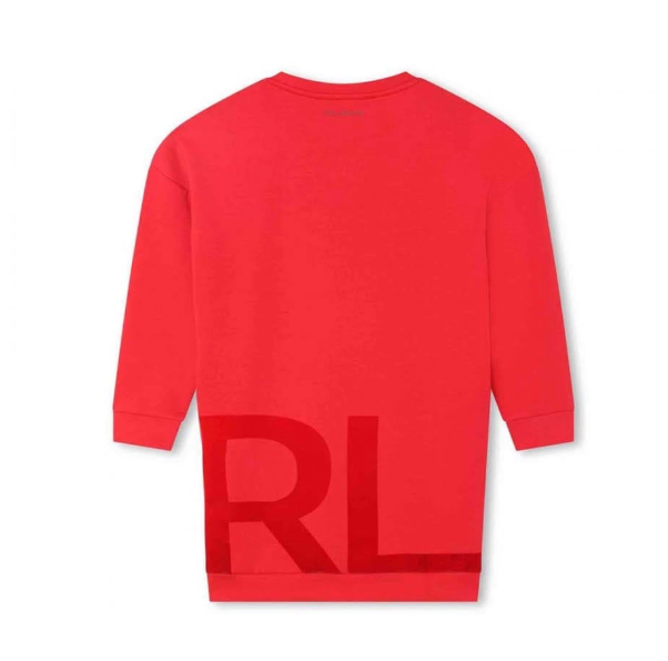 KARL girls' spring and autumn round neck flocked LOGO letter decoration long sweater dress