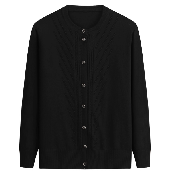 Women's spring and autumn style cardigan sweater, coat, fashionable short knitwear, thin top for women aged 40-50.