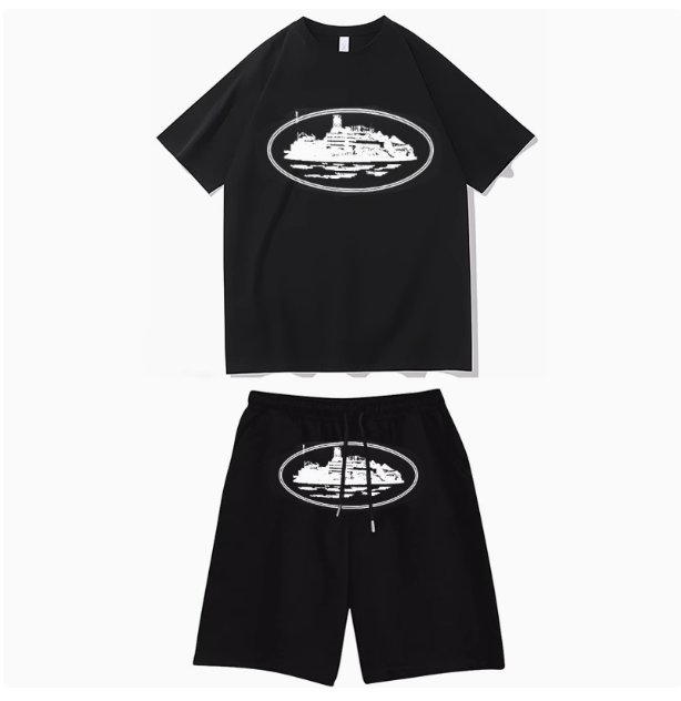 cortiz Alcatraz T-shirt European and American street unisex sweatshirt sweatpants suit street hip-hop clothing