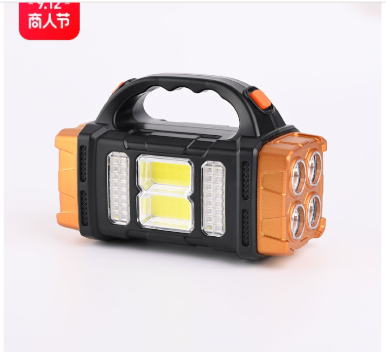 Strong light flashlight rechargeable led outdoor portable lantern emergency camping searchlight solar USB charging wholesale