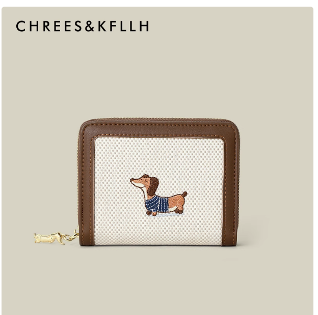 CHREES&KFLLH cartoon embroidery short wallet female 2025 new card holder integrated coin purse birthday gift