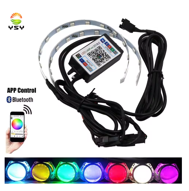 1set APP control Car Led Devil Eye Demon Evil Eyes DRL LED RGB 2.5 3.0 Headlights Projector Lenscar Angel Eye Car Accessories