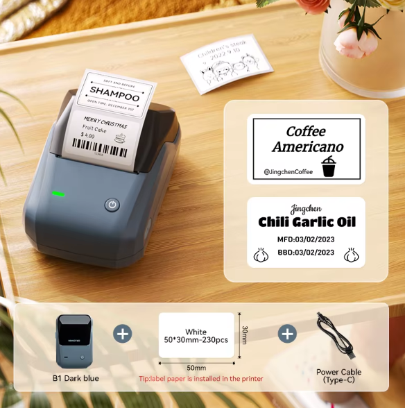 NIIMBOT B1 Label Maker with Auto Identification,2 Inch Bluetooth Portable Label Printer Easy to Use for Office, Home, Business